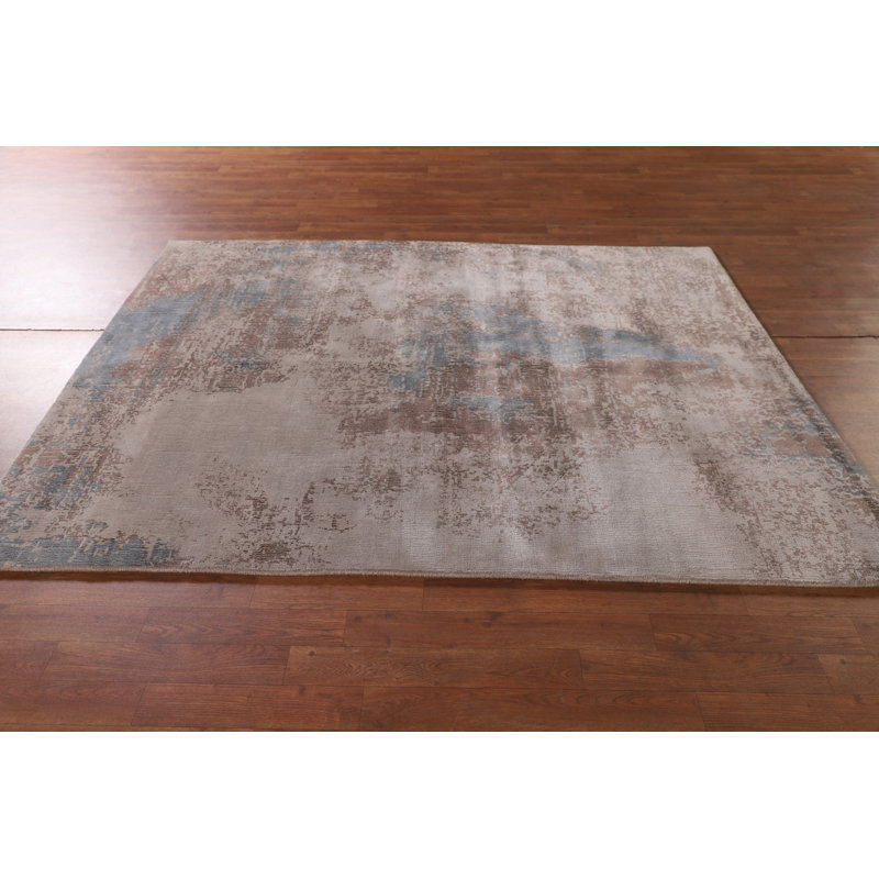 Tapis moderne abstrait fait à la main 5 x 7