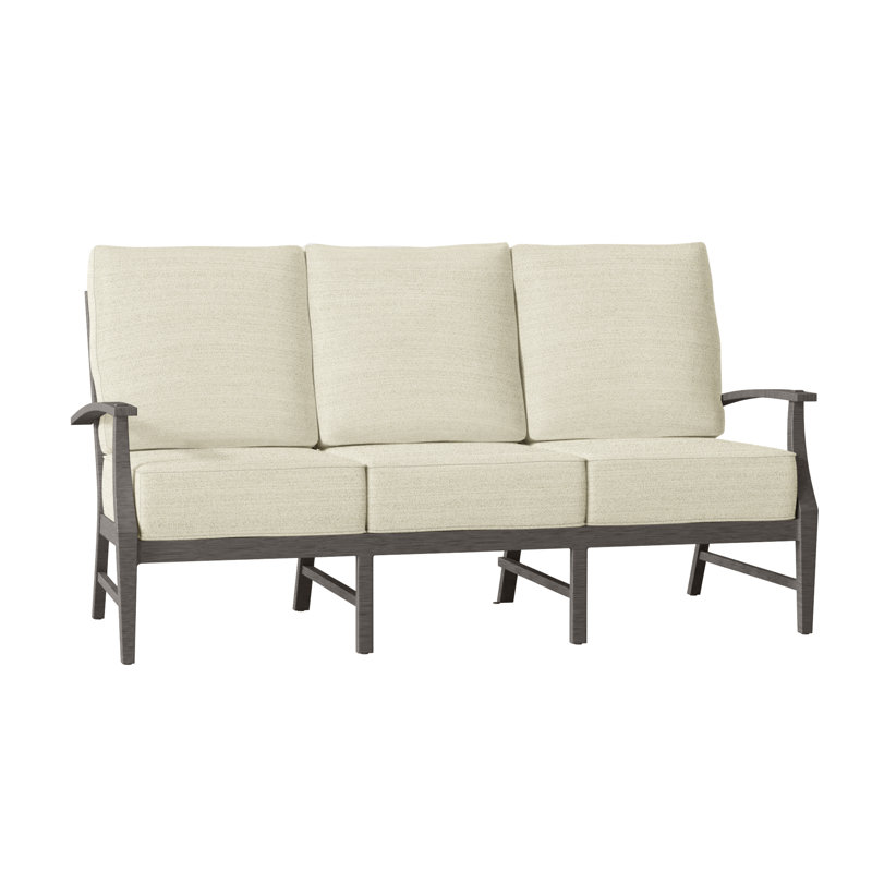Croquet 76" Wide Outdoor Patio Sofa with Cushions, No Welt, Intermix Bark, Slate Gray