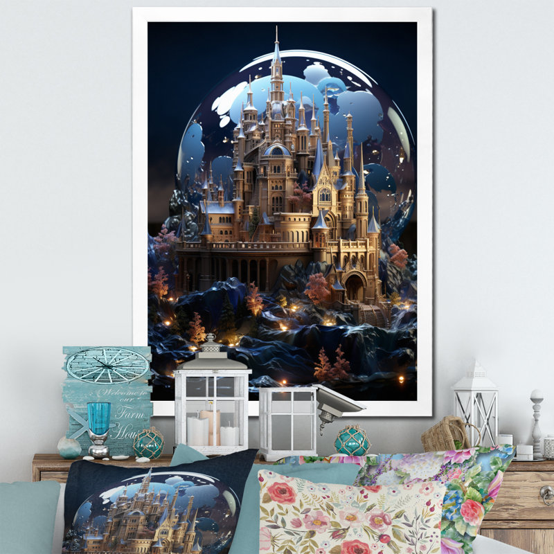 «Enchanted Fortress II», reproduction sur toile, H 44 po x l 34 po x P 1,5 po, Cadre simple blanc