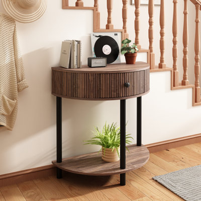  Charlbury 31"W Half-Round Solid Wood Console Table with Fluted Drawers