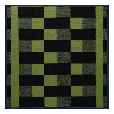 Machine Washable Checkered Blue Area Rug