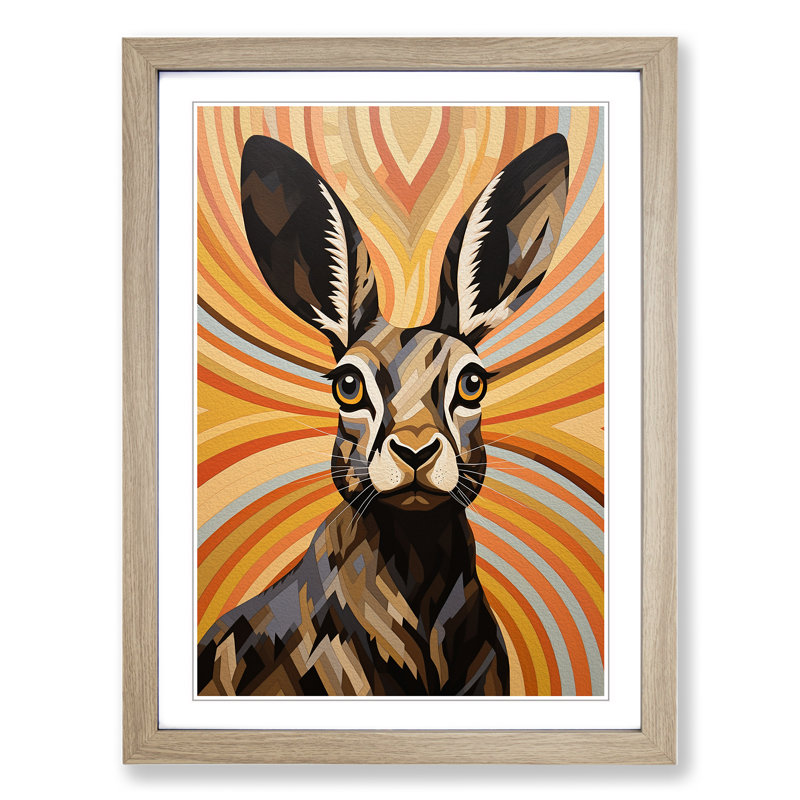 Hare Op - Single Picture Frame Print on Wood, 64cmH x 46cmW