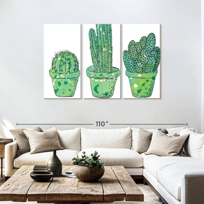 Cacti In Pots, 48" H x 74" W