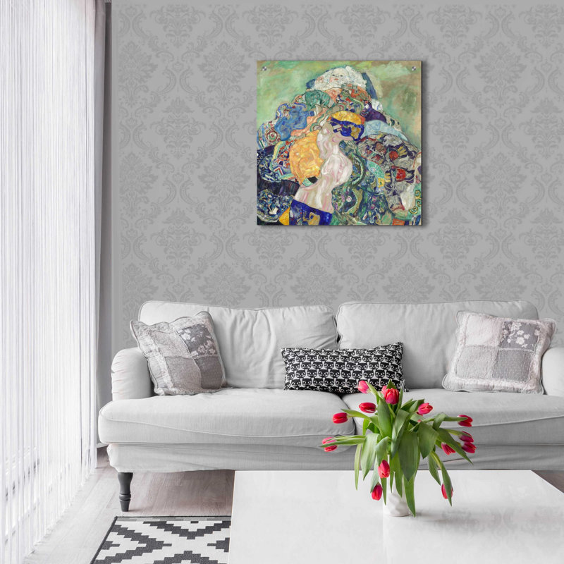 «Baby» par Gustav Klimt, art mural en verre acrylique, H 24 po x l 24 po x P 0,2 po