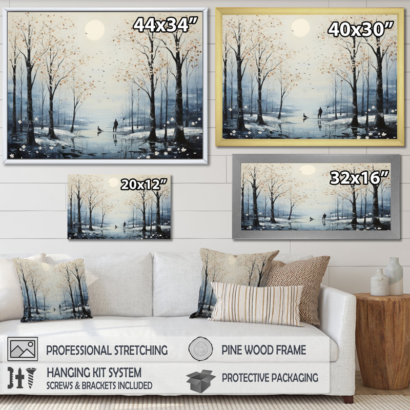 " Winter Landscape Silent Woods ", 34" H x 44" W, White Floater Framed