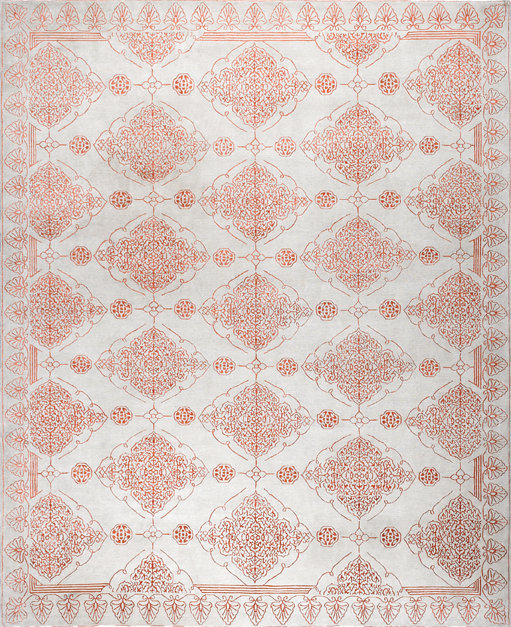 Valencia Oriental Area Rug in Ivory/Salmon, Rectangle 13' x 18'