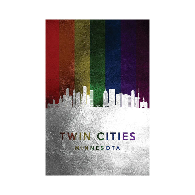 Twin Cities Minnesota Spectrum Skyline by Adrian Baldovino - Wrapped Canvas Print, 20.32 cm H x 30.48 cm W