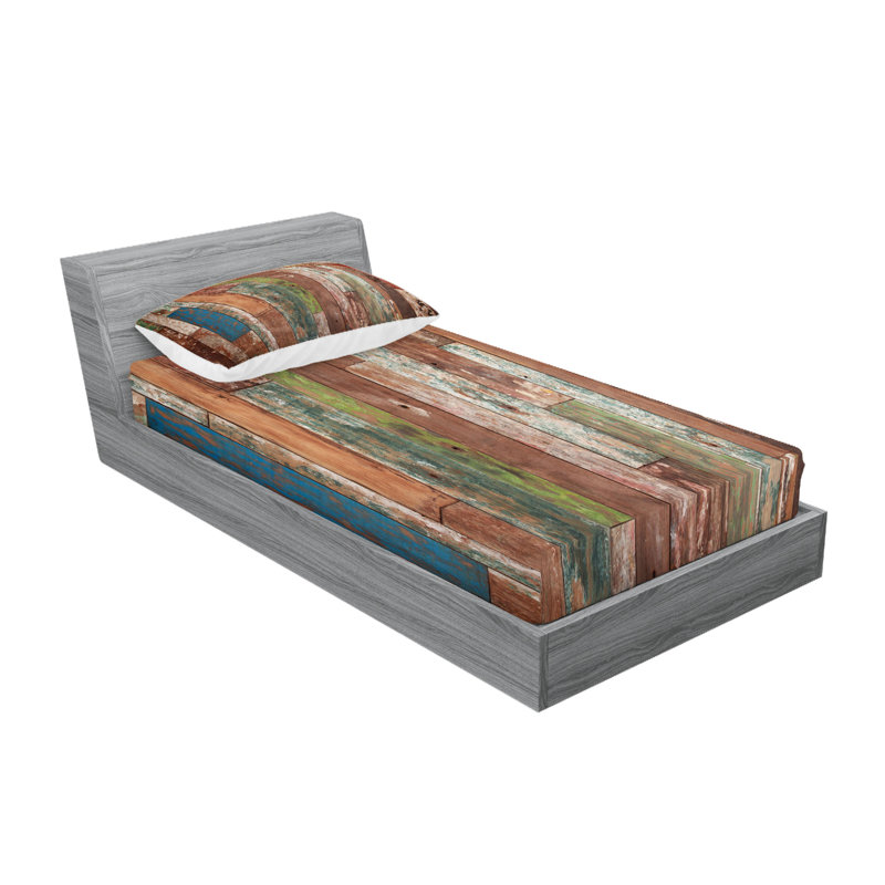 Multicolore ensemble de draps et taies décoratifs Ambesonne, Ensemble de draps pour lit simple avec deux taies 