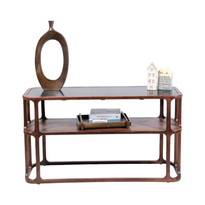 Hokku Designs 54" Gettys Wood And Marble Console Table, Brown/Black