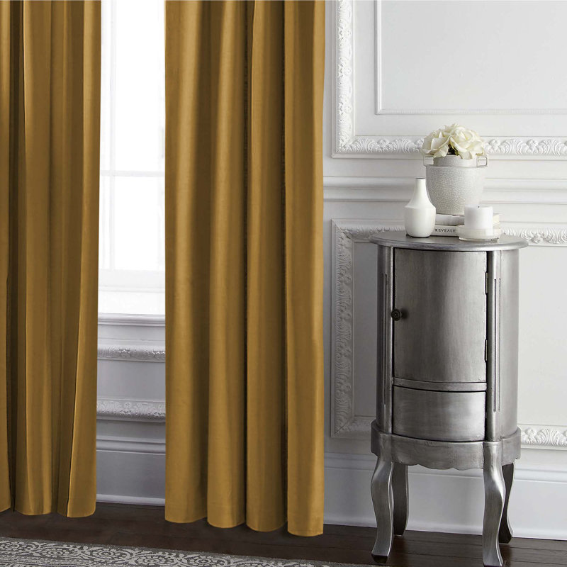 Velvet Room Darkening Curtain Pair, 50" x 120" , Yellow