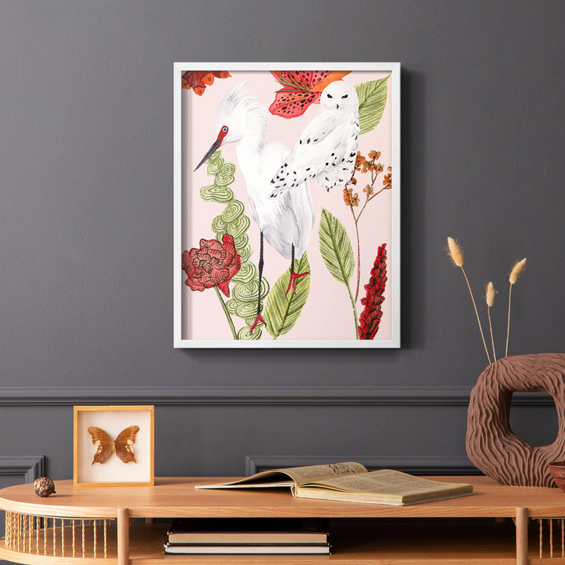 Birds in Motion III, reproduction encadrée - bois massif, Blanc, H 28 po x l 22 po