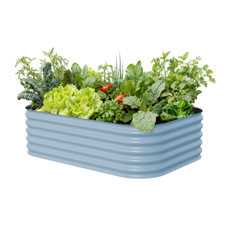 Lit de jardin surélevé modulaire en métal 17 po de hauteur 17 po, H 17 po x l 42 po x P 60 po, Bleu ciel