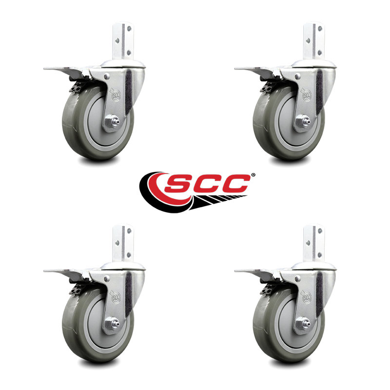 Roulettes pivotantes en poly, gris