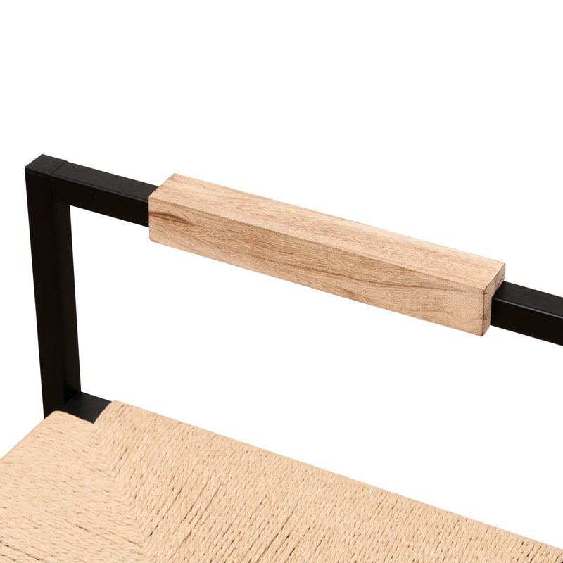 2 tabourets de bar à hauteur de comptoir avec siège en corde de papier, fabrication en métal, capacité de poids maximale de 220 lb, structure de chaises moderne facile à installer, polyvalente pour la maison,
