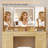 Ato Vanity Desk with Mirror and Lights, Vanity Tables with 7 Drawers, Makeup Vanity with Tri-Folding 3 Colors Lighting Mirror and Cushioned Stool, Big Vanities Perfect for Bedroom, White-315565998