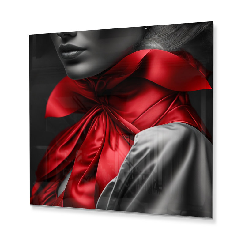 Élégante décoration murale rétro Allure en noir et rouge II - Femme mode, H 16 po x l 16 po x P 1 po