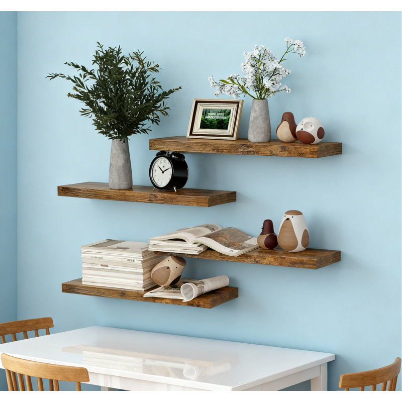 Floating Shelves For Wall Mounted Storage, Set Of 4 Display Shelves For Bathroom Kitchen Living Room Bedroom Office Decor And Organization