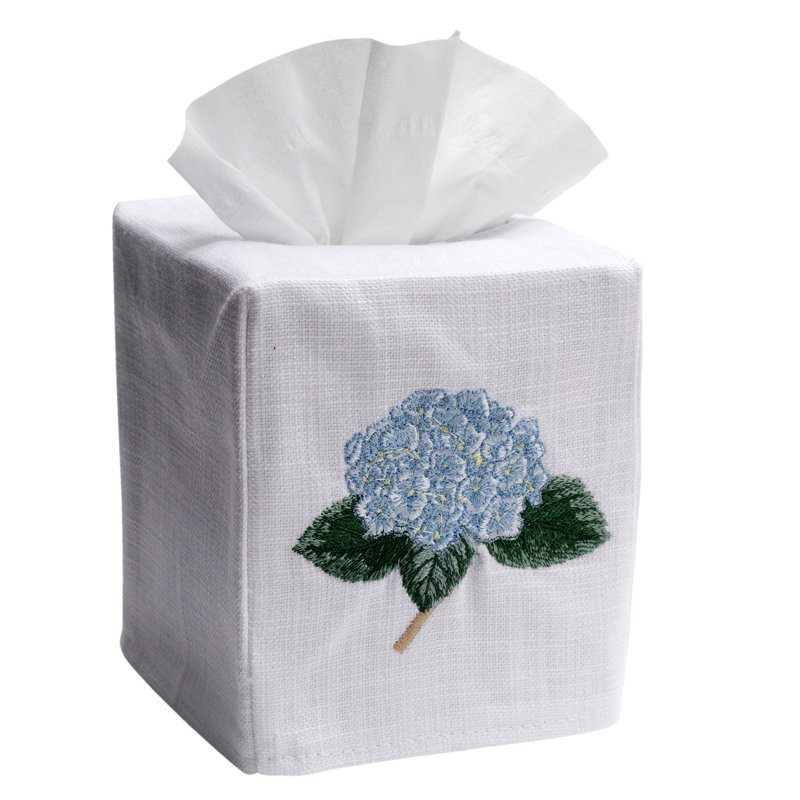 Housse pour boîte à mouchoirs, hortensia en lin / coton, Light Blue