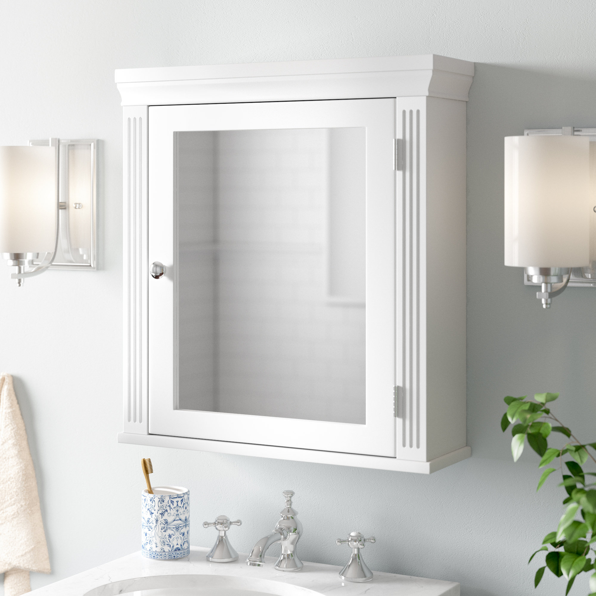 Three Posts Nantwich Removable Medicine Cabinet with Mirrored Door in White Reviews Wayfair