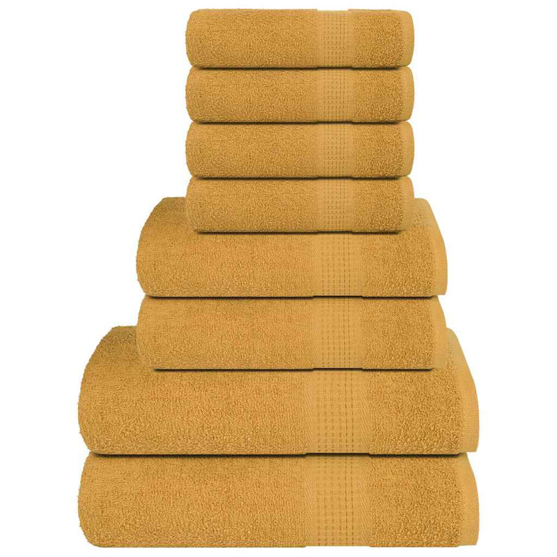 Towel Set 360 Gsm 100% Cotton, Yellow, 8 Piece Towel Set