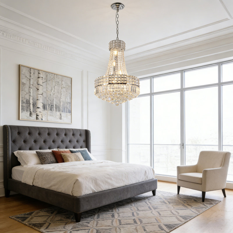 16.53in Luxury Modern Chrome Crystal Chandelier, E14 base(No Bulb Included)