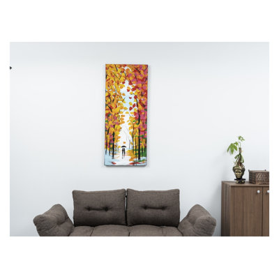 Art mural en toile orange peint à la main Wandela - 47 po x 19 po