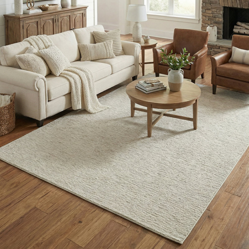 High-Low Modern Farmhouse Premium Performance Beige Indoor Area Rug, Rectangle 7'9" x 10'