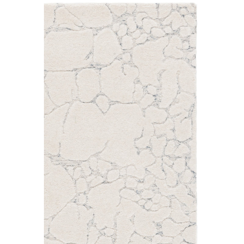 Geraurd 533 Hand Tufted Wool/Cotton Abstract Indoor Use Only Rug in Ivory/Gray, Rectangle 6' x 9'