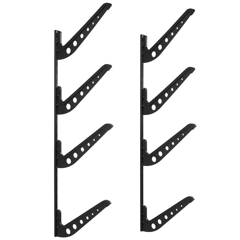 4 supports muraux de planche de surf horizontaux pour le rangement et la présentation, organisateur de support de planche en métal à hauteur réglable, planches de kite, planche courte, skis, capacité de poids de 100 lb, acier Q235 noir,