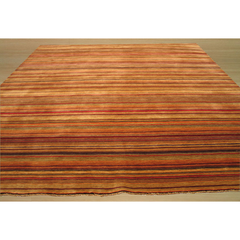 Lush Striped Red Flatweave Wool Area Rug, Rectangle 5'6" x 8'