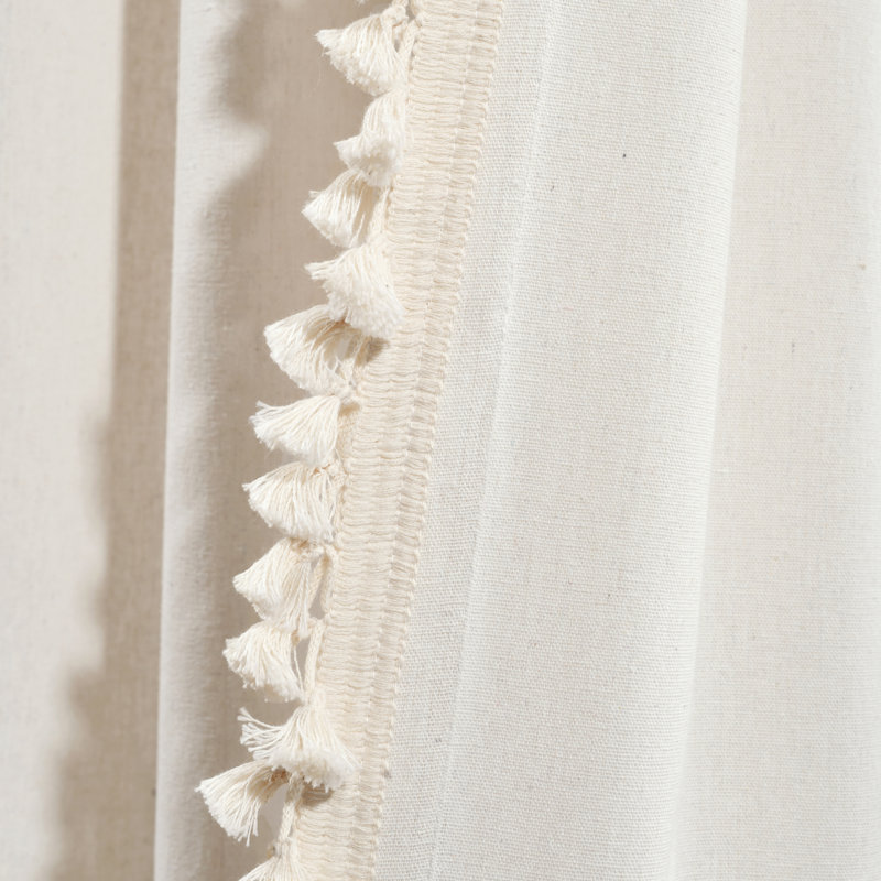Panneau de rideau simple diaphane en mélange de coton et lin, Lin clair