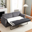 Futon canapé-lit Modern, lit de 79,13 pouces, revêtement en velours côtelé, structure en métal, centre d'attention pour le salon, canapé-lit extensible de poids maximal de 450 lb, confortable, tissu gris, structure, pour plus de confort, 450