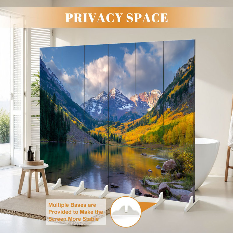 Cloison pliante 6 panneaux paravent Royal Autumn Maroon Bells Lake