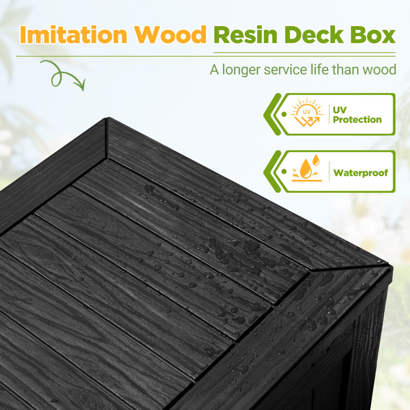 Black 120 Gallon Lockable Resin Outdoor Deck Box