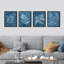 «Pastel Blue Tropical Jungle Monstera Leaves», ensemble de 4 reproductions de cadres photo simples-97762546-97762543