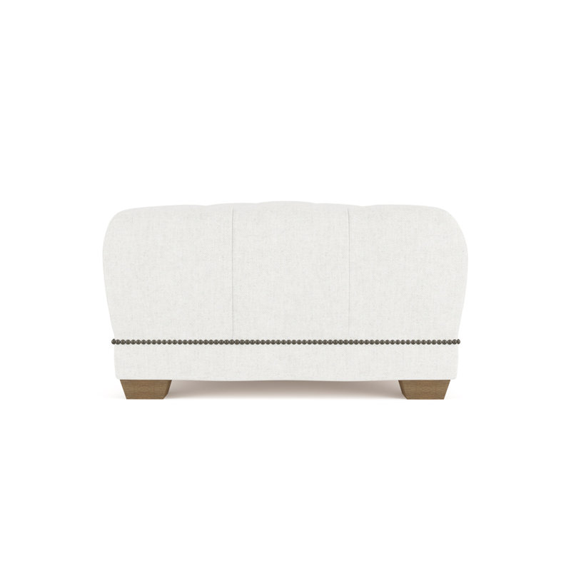 Repose-pieds Hudson, Lin Box Weave blanc, Patiné