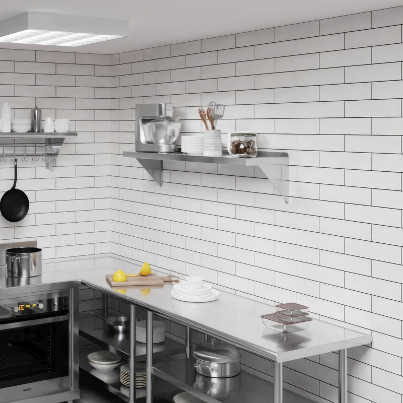 48" Long Stainless Steel Wall Shelf with Brackets