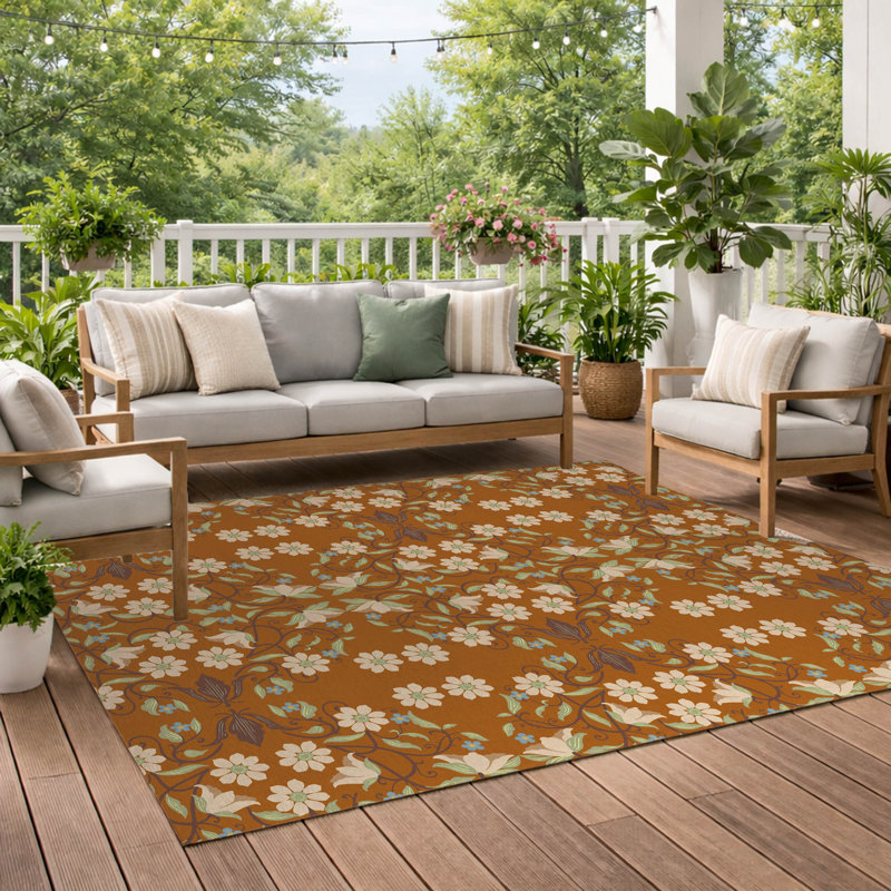 Millie Soft Step Outdoor Area Rug, Rectangle 6' x 4', Brown