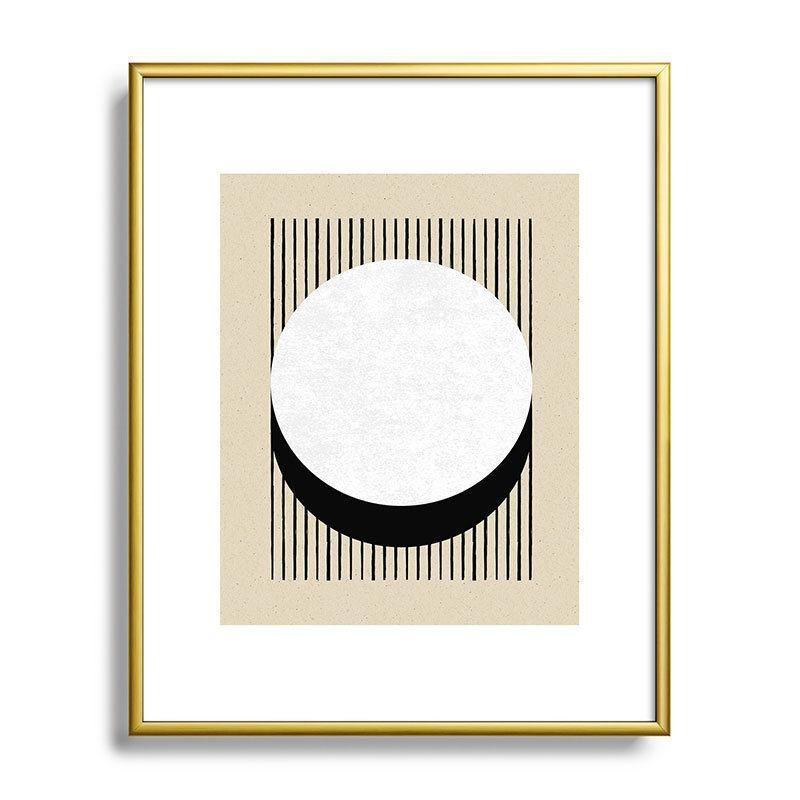 MoonlightPrint Circle BW Stripes, reproduction d'art encadrée en métal, Or, H 10 po x l 8 po