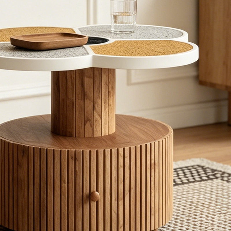 Table d'appoint à quatre feuilles Clover, Naturel