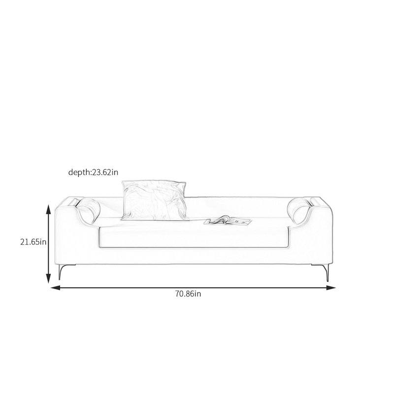 Simple Bedroom End-of-Bed Bench, 21.65" H x 70.86" W x 23.62" D, Off-White