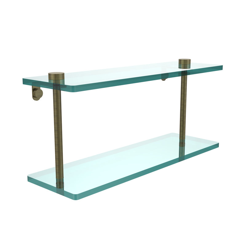 Gober 2 Piece Tiered Shelf, Antique Brass, 16"