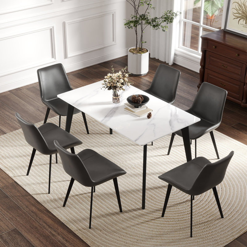 Table de salle à manger Modern, H 29,53 po x L 55,12 po x l 31,5 po, Blanc