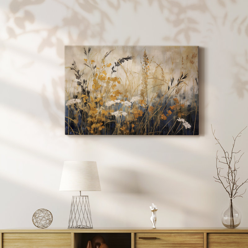 FLORAL CCX - Toile tendue avec châssis Premium - Prêt à être accroché, H 18 po x l 27 po