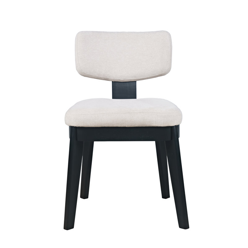 Chaise de salle à manger rembourrée Albore Mid-Century, Noir