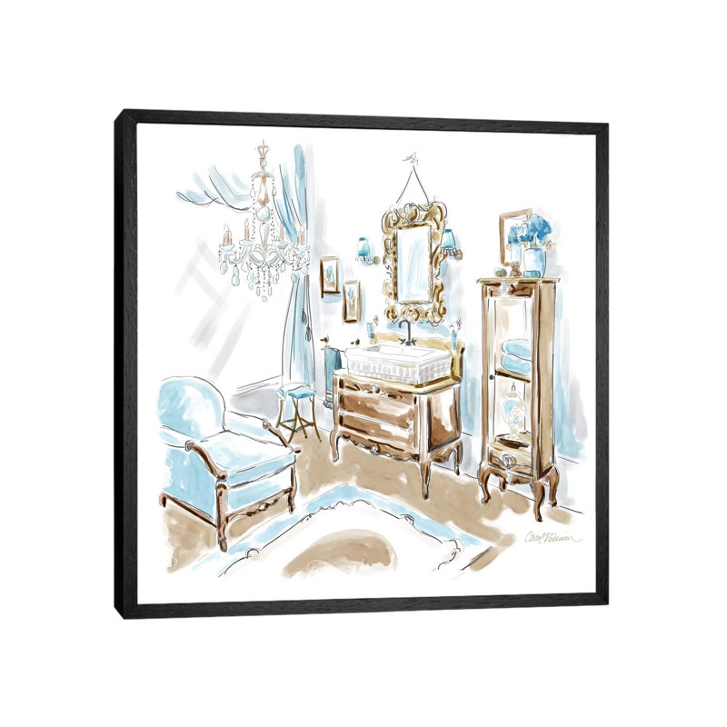 Blue Opulence I by Carol Robinson - Painting on Canvas, Black Framed, 45.72 cm H x 45.72 cm W