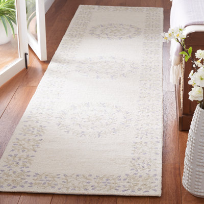 Tapis floral en laine touffeté à la main ivoire / beige