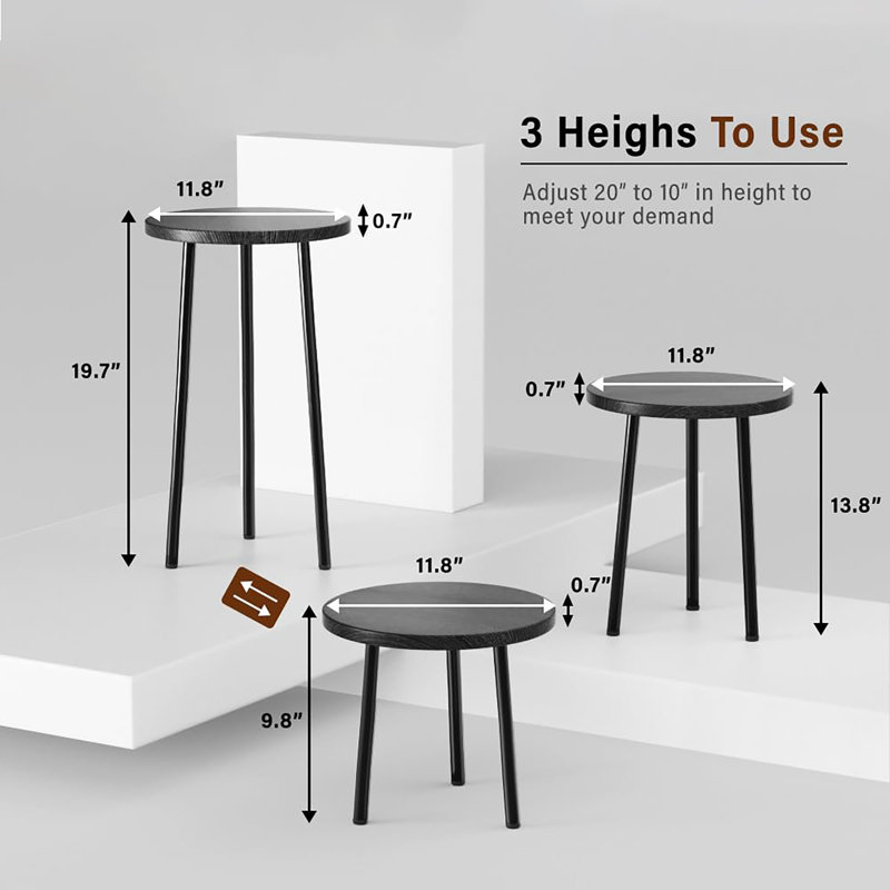 Support pour plante en bois 2 pièces, Noir
