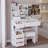37" Middle Size Left Drawer Desktop Vanity Table + Cushioned Stool, Extra Large Right Sliding Mirror, Multi Layer High Capacity Storage, Practical Fashionable Dresser, Suitable For Large Space-1524879594