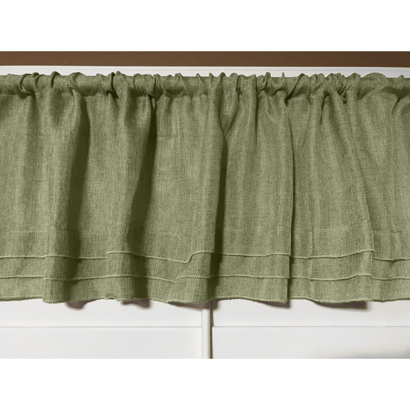 Piaf Solid Color Tailored 58'' Window Valance, Green/Silver